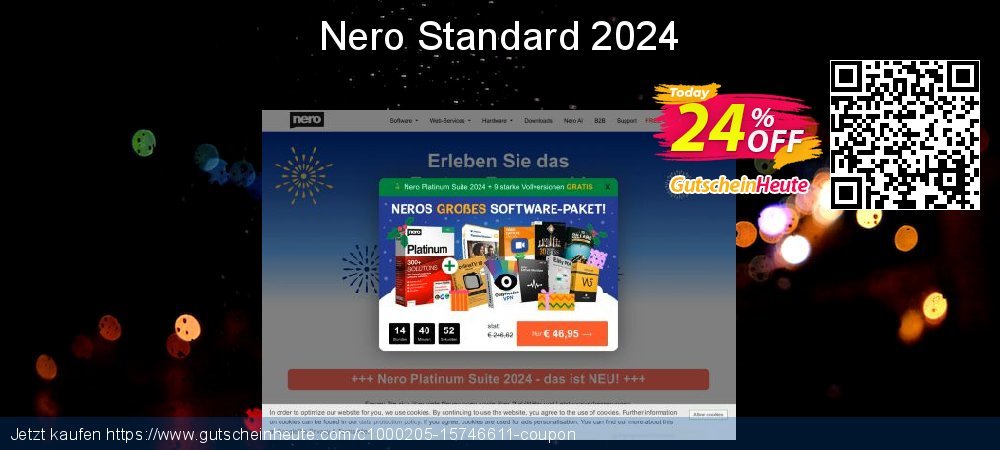 Nero Standard 2024 ausschließlich Rabatt Bildschirmfoto