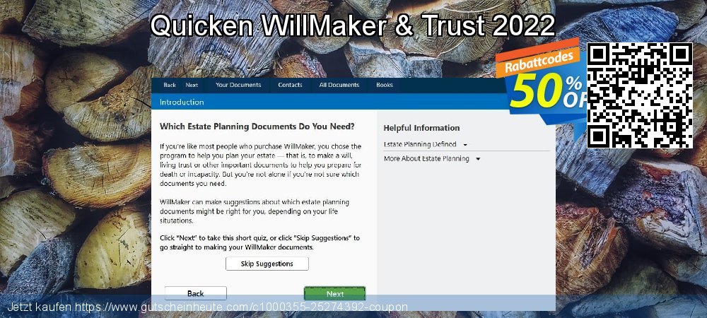 Quicken WillMaker & Trust 2022 verwunderlich Beförderung Bildschirmfoto