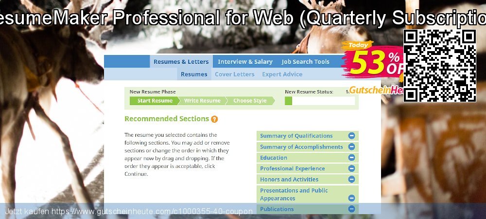 ResumeMaker Professional for Web - Quarterly Subscription  großartig Beförderung Bildschirmfoto
