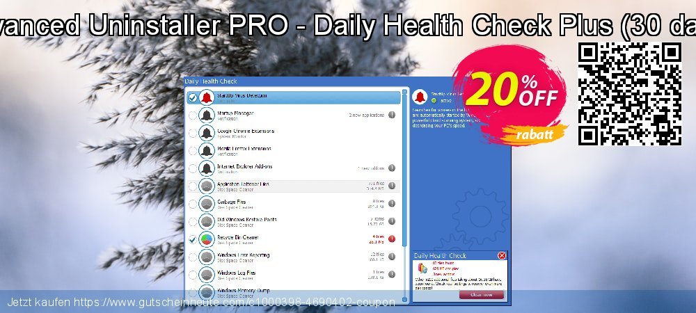 Advanced Uninstaller PRO - Daily Health Check Plus - 30 days  aufregenden Ermäßigungen Bildschirmfoto