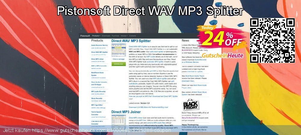 Pistonsoft Direct WAV MP3 Splitter klasse Verkaufsförderung Bildschirmfoto