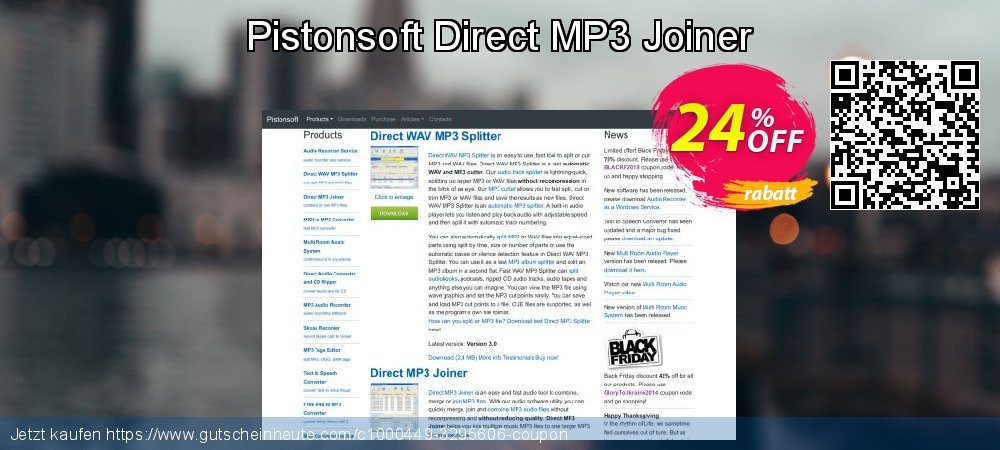 Pistonsoft Direct MP3 Joiner unglaublich Promotionsangebot Bildschirmfoto