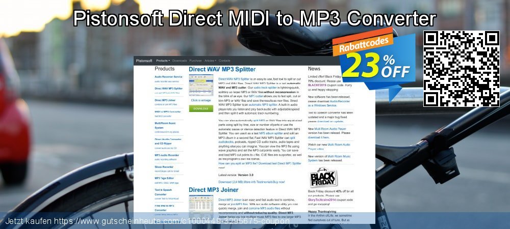Pistonsoft Direct MIDI to MP3 Converter verblüffend Nachlass Bildschirmfoto