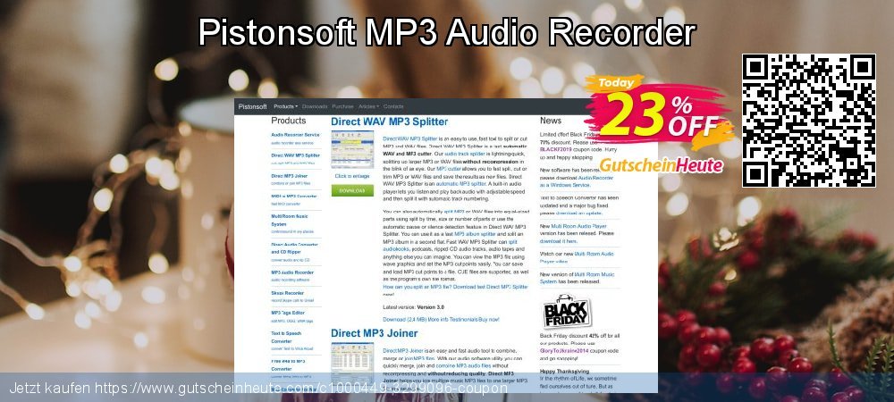 Pistonsoft MP3 Audio Recorder umwerfenden Verkaufsförderung Bildschirmfoto