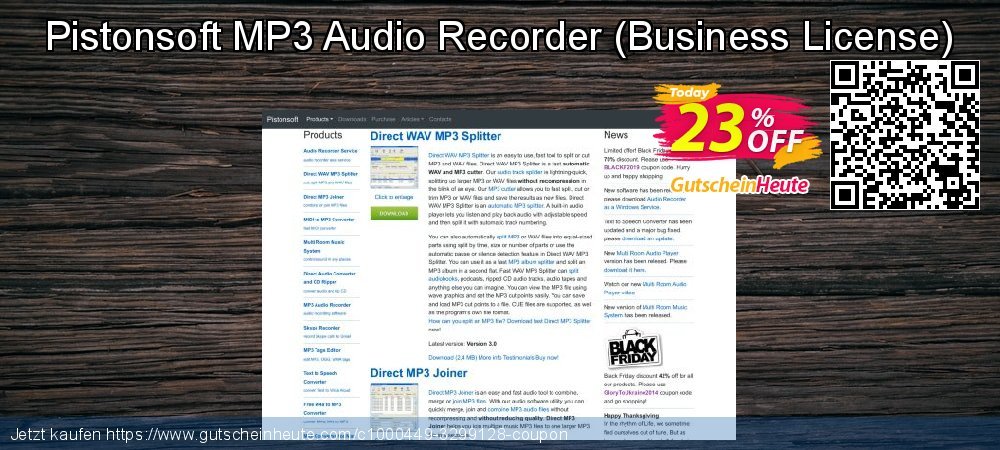 Pistonsoft MP3 Audio Recorder - Business License  geniale Ermäßigung Bildschirmfoto