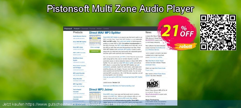 Pistonsoft Multi Zone Audio Player wunderbar Verkaufsförderung Bildschirmfoto