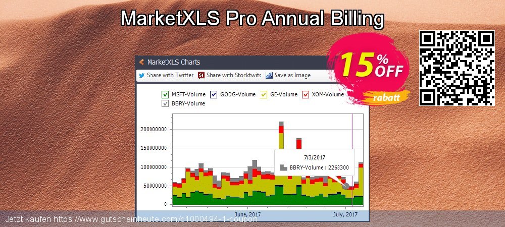 MarketXLS Pro Annual Billing wundervoll Ermäßigung Bildschirmfoto