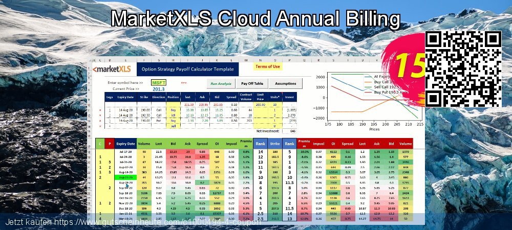 MarketXLS Cloud Annual Billing verwunderlich Ausverkauf Bildschirmfoto