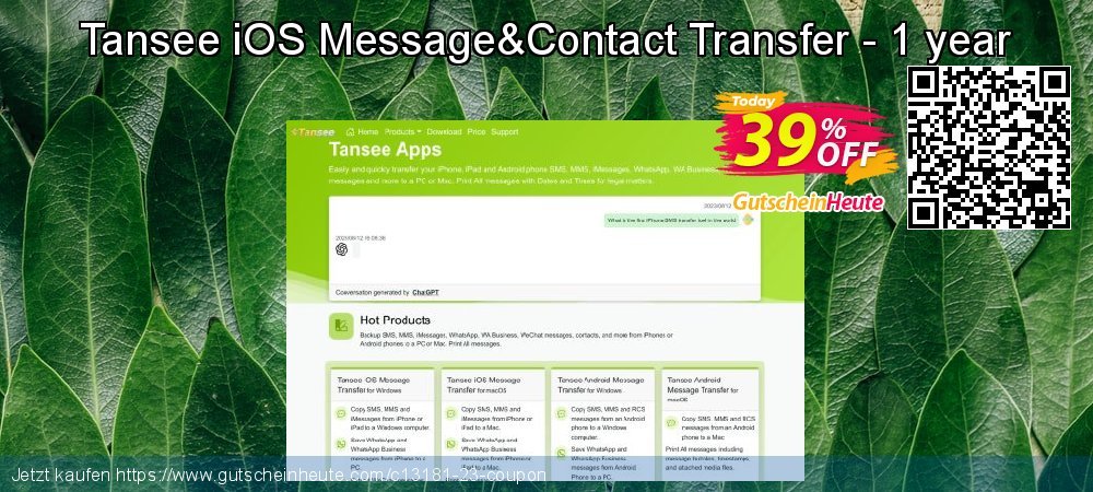 Tansee iOS Message&Contact Transfer - 1 year formidable Preisnachlässe Bildschirmfoto