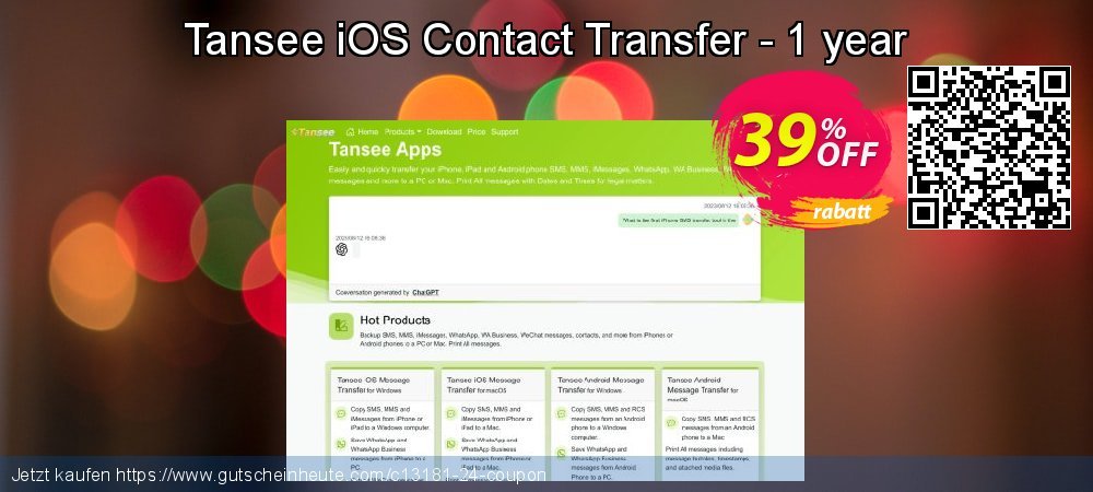 Tansee iOS Contact Transfer - 1 year verwunderlich Angebote Bildschirmfoto