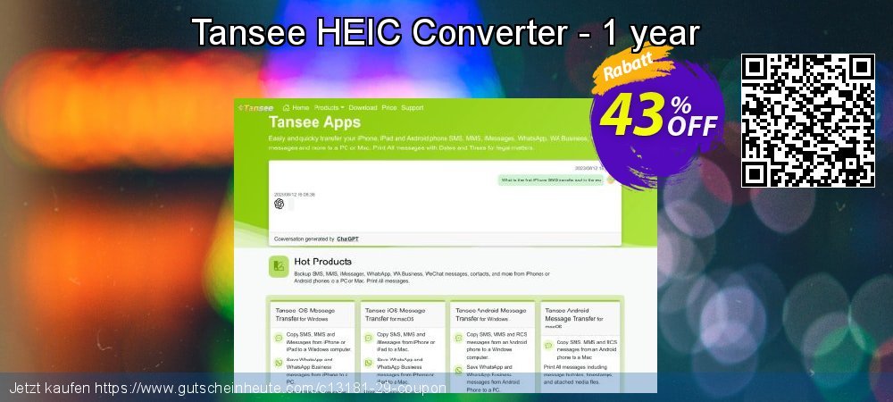 Tansee HEIC Converter - 1 year aufregenden Disagio Bildschirmfoto