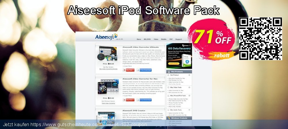 Aiseesoft iPod Software Pack beeindruckend Sale Aktionen Bildschirmfoto