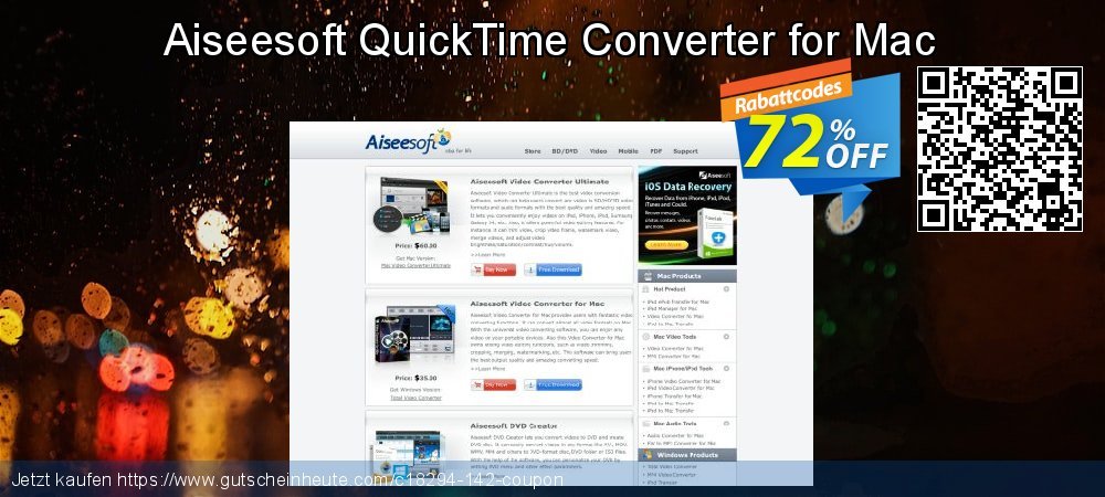 Aiseesoft QuickTime Converter for Mac klasse Nachlass Bildschirmfoto