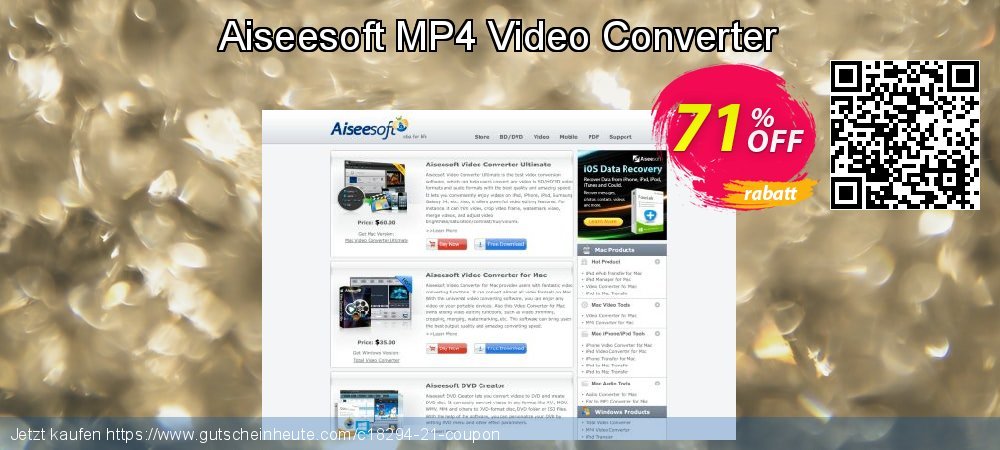 Aiseesoft MP4 Video Converter spitze Nachlass Bildschirmfoto