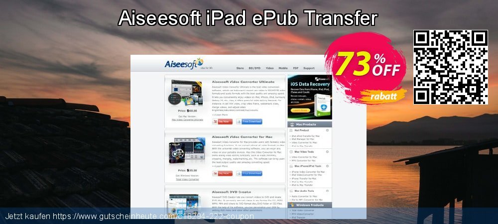 Aiseesoft iPad ePub Transfer formidable Rabatt Bildschirmfoto