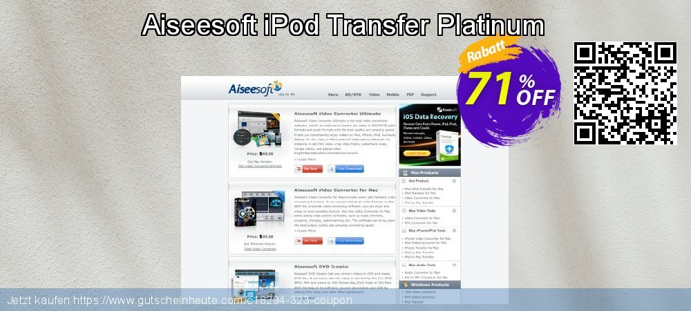 Aiseesoft iPod Transfer Platinum umwerfenden Sale Aktionen Bildschirmfoto