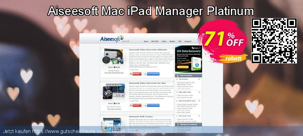 Aiseesoft Mac iPad Manager Platinum unglaublich Preisreduzierung Bildschirmfoto