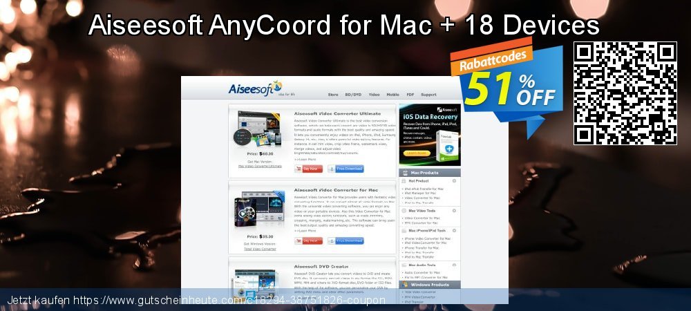 Aiseesoft AnyCoord for Mac + 18 Devices ausschließlich Diskont Bildschirmfoto