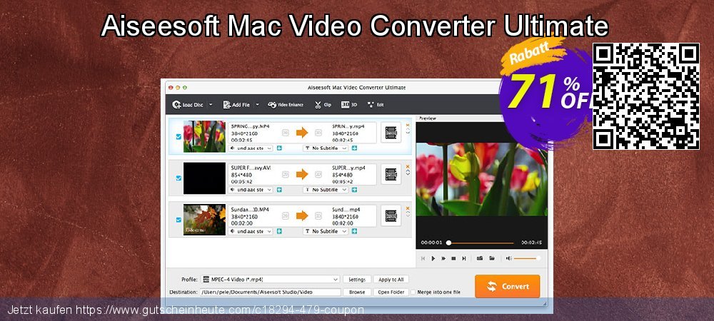 Aiseesoft Mac Video Converter Ultimate geniale Preisnachlässe Bildschirmfoto