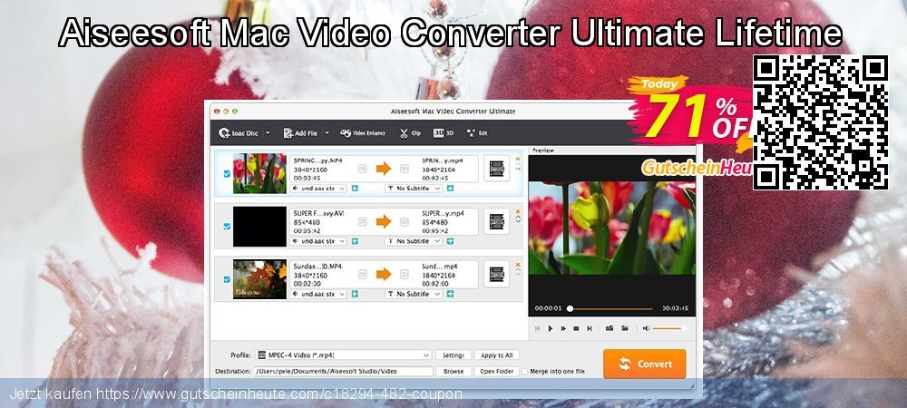Aiseesoft Mac Video Converter Ultimate Lifetime spitze Nachlass Bildschirmfoto