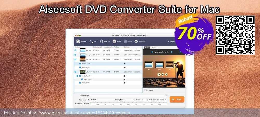 Aiseesoft DVD Converter Suite for Mac geniale Preisnachlass Bildschirmfoto