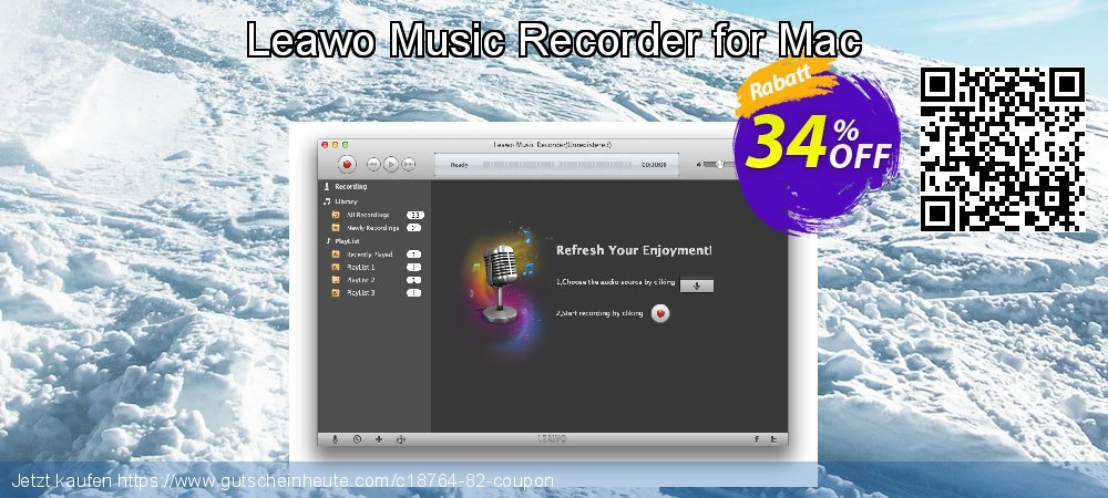 Leawo Music Recorder for Mac ausschließlich Außendienst-Promotions Bildschirmfoto