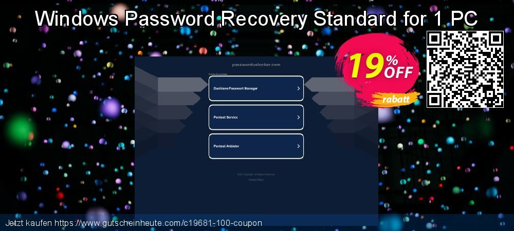 Windows Password Recovery Standard for 1 PC Exzellent Promotionsangebot Bildschirmfoto