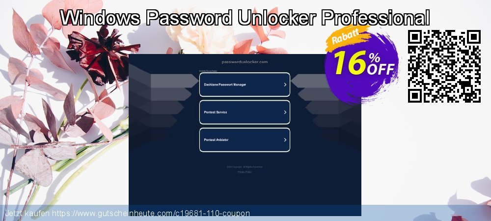 Windows Password Unlocker Professional klasse Förderung Bildschirmfoto