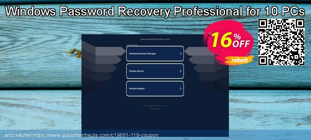 Windows Password Recovery Professional for 10 PCs fantastisch Diskont Bildschirmfoto