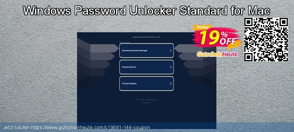 Windows Password Unlocker Standard for Mac ausschließlich Förderung Bildschirmfoto