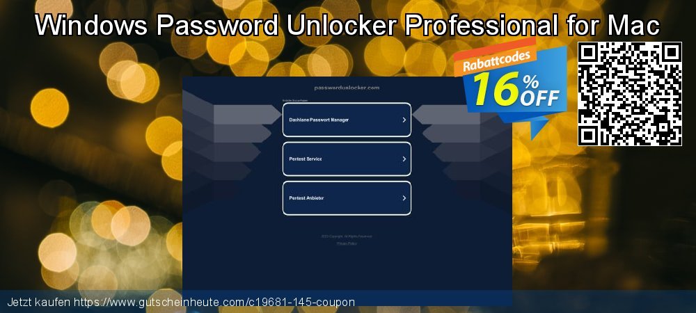 Windows Password Unlocker Professional for Mac ausschließenden Beförderung Bildschirmfoto