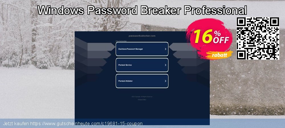 Windows Password Breaker Professional uneingeschränkt Sale Aktionen Bildschirmfoto