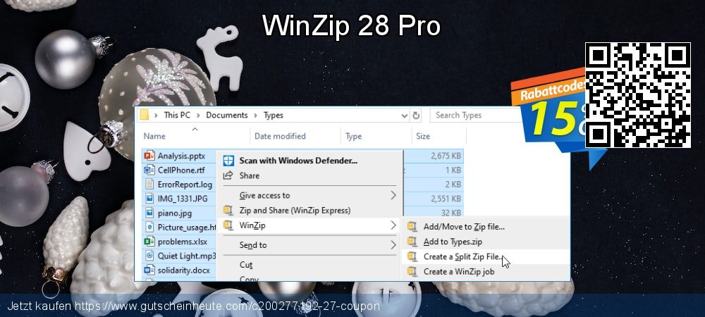 WinZip 28 Pro wunderbar Diskont Bildschirmfoto