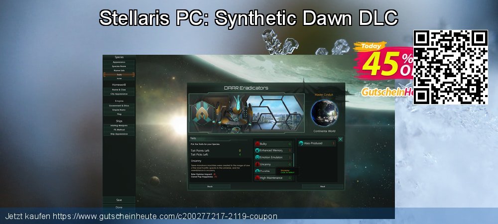 Stellaris PC: Synthetic Dawn DLC faszinierende Ermäßigungen Bildschirmfoto