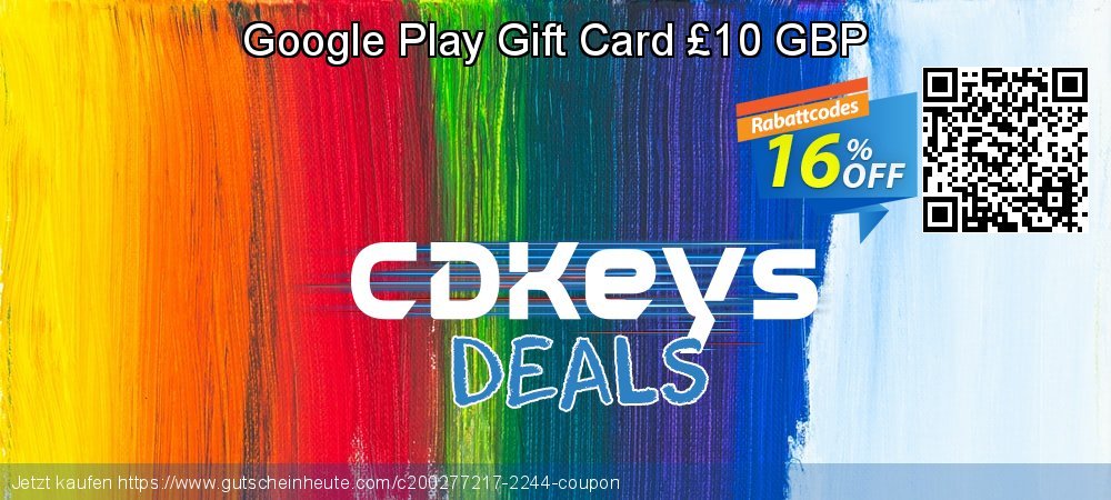 Google Play Gift Card £10 GBP aufregenden Ermäßigung Bildschirmfoto