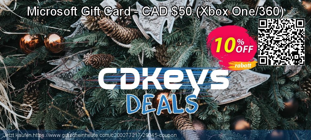 Microsoft Gift Card - CAD $50 - Xbox One/360  exklusiv Disagio Bildschirmfoto