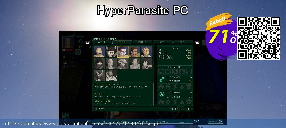 HyperParasite PC exklusiv Preisreduzierung Bildschirmfoto