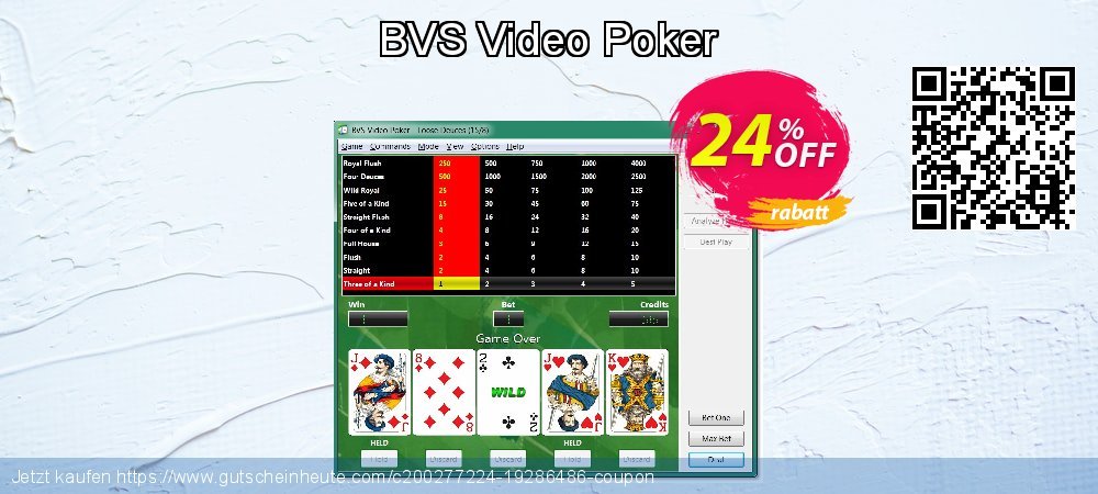 BVS Video Poker beeindruckend Diskont Bildschirmfoto