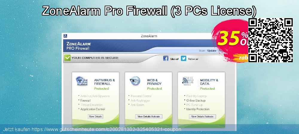 ZoneAlarm Pro Firewall - 3 PCs License  umwerfenden Promotionsangebot Bildschirmfoto