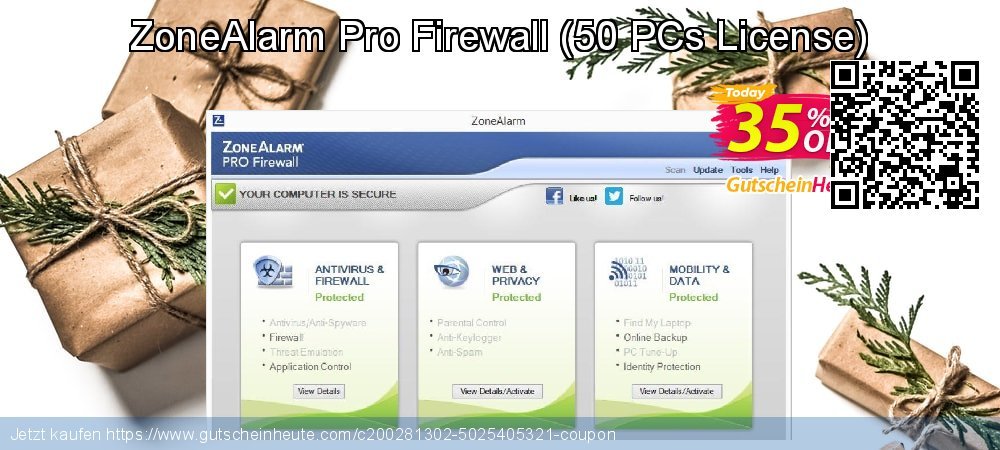 ZoneAlarm Pro Firewall - 50 PCs License  fantastisch Angebote Bildschirmfoto