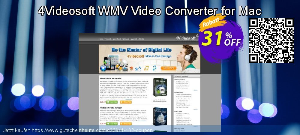 4Videosoft WMV Video Converter for Mac ausschließenden Ermäßigungen Bildschirmfoto