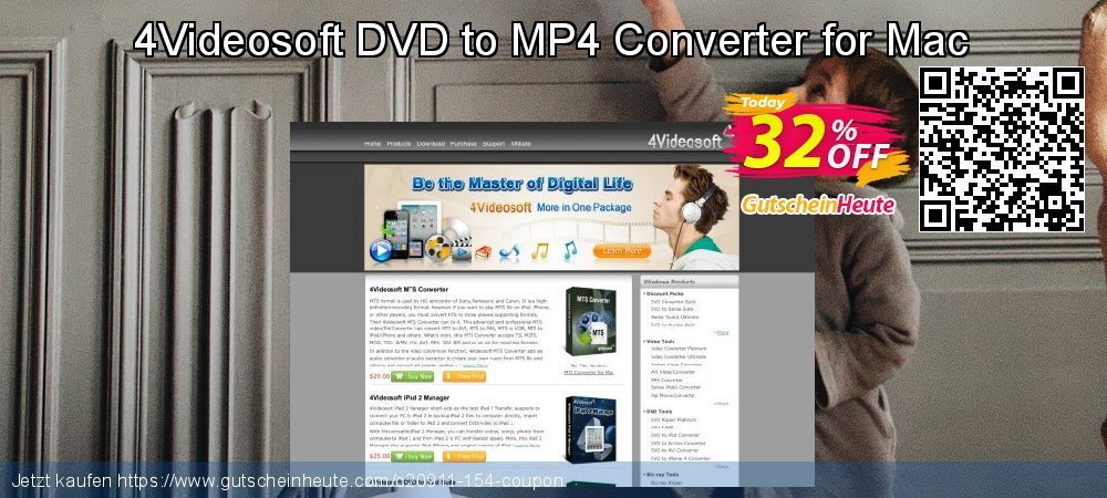 4Videosoft DVD to MP4 Converter for Mac umwerfenden Diskont Bildschirmfoto