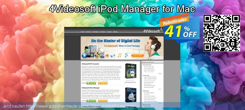 4Videosoft iPod Manager for Mac unglaublich Preisnachlass Bildschirmfoto