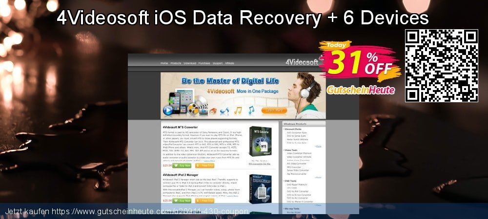 4Videosoft iOS Data Recovery + 6 Devices faszinierende Ausverkauf Bildschirmfoto