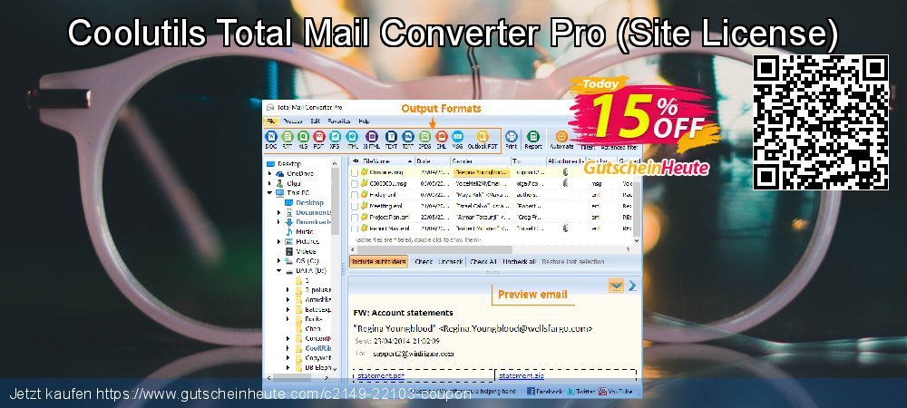 Coolutils Total Mail Converter Pro - Site License  verblüffend Rabatt Bildschirmfoto