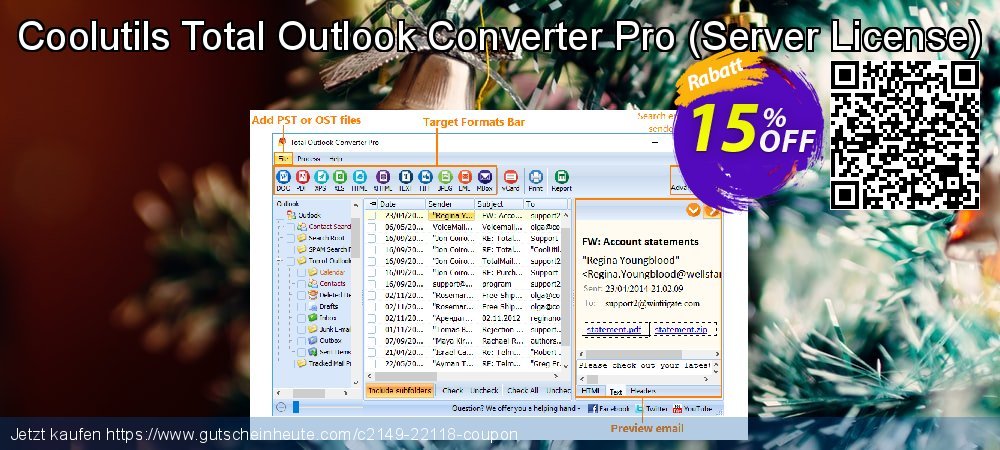 Coolutils Total Outlook Converter Pro - Server License  spitze Beförderung Bildschirmfoto