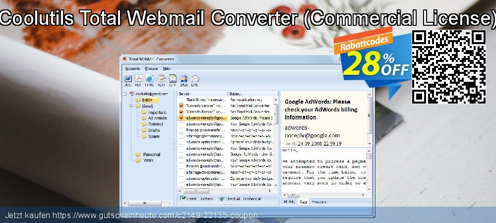 Coolutils Total Webmail Converter - Commercial License  wundervoll Beförderung Bildschirmfoto