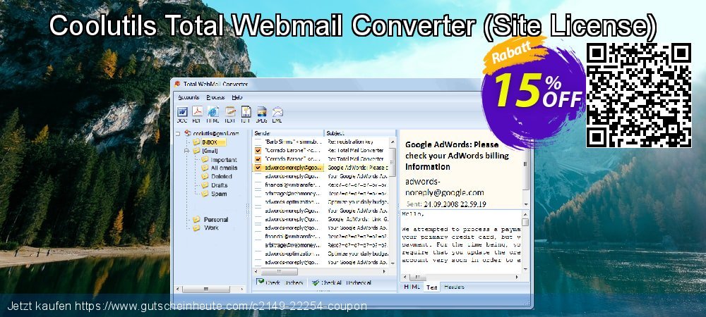 Coolutils Total Webmail Converter - Site License  wunderbar Beförderung Bildschirmfoto