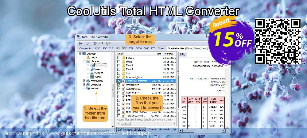 CoolUtils Total HTML Converter klasse Sale Aktionen Bildschirmfoto