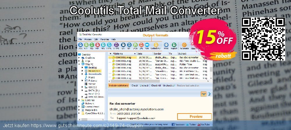 Coolutils Total Mail Converter uneingeschränkt Beförderung Bildschirmfoto